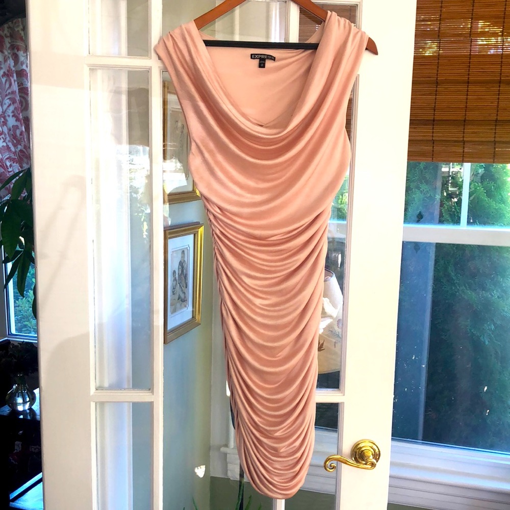 Sexy light pink shimmer bodycon medium express cocktail dress.